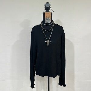 A New Day Black Ruffled Long Sleeve Blouse